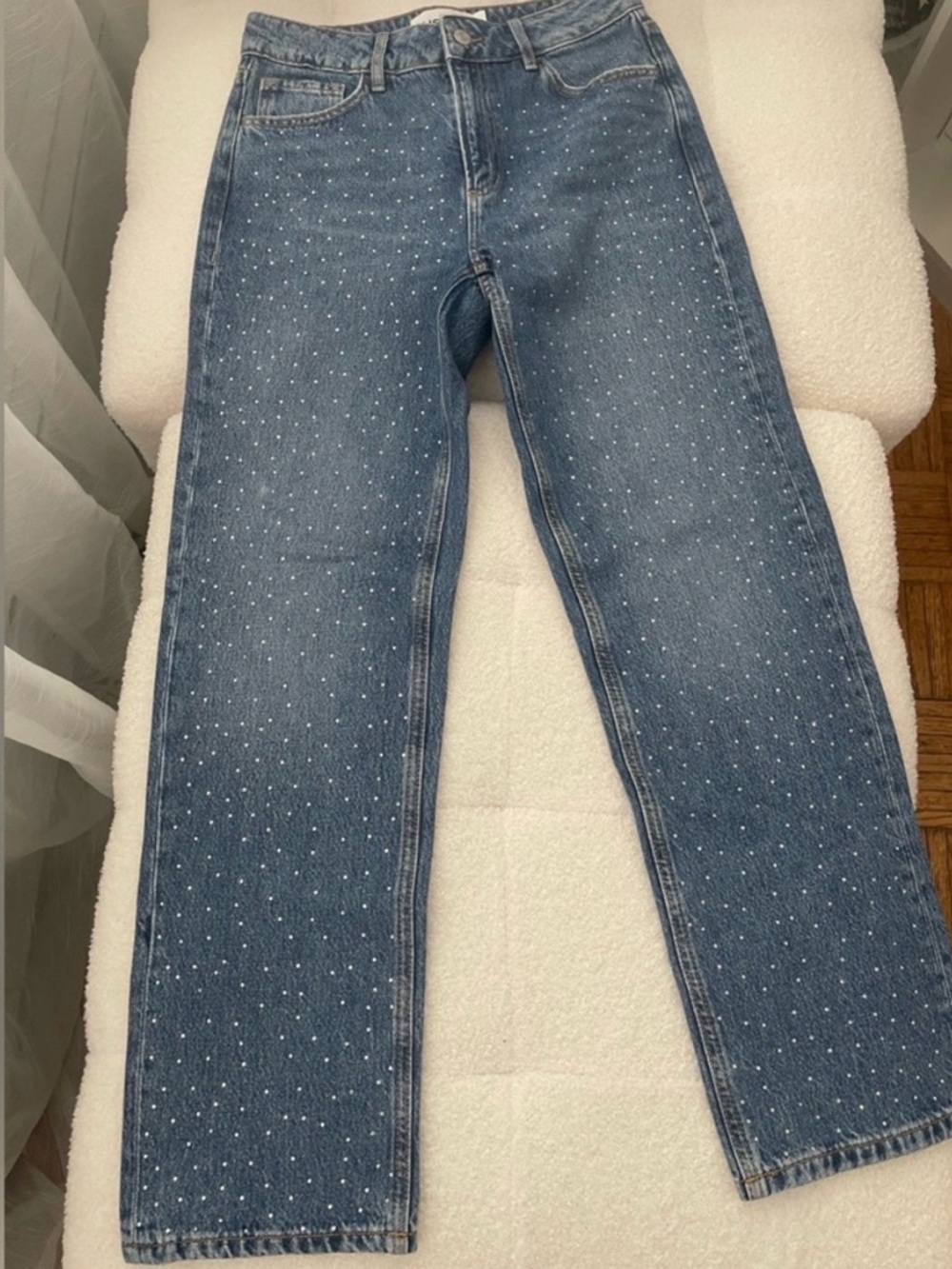 Dynamite Sequined Denim Straight-Leg Jeans